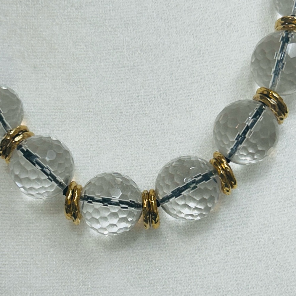 Carlisle NY “Sphere” Cut Crystal and Gold Necklace & Matching Earring Set RARE - Picture 6 of 13